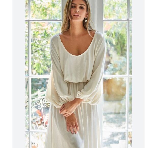 Rachel Pally Jacquard Yaritza Cream Ecru Minimalist Coastal Midi Dress Small - Picture 2 of 14